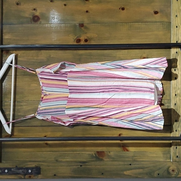 NWT MULTI COLOR STRIPED DRESS ADJUSTABLE STRAPS W POCKETS SIZE MEDIUM - Picture 8 of 12